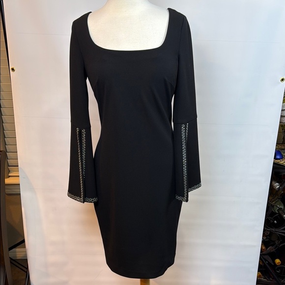 Calvin Klein Dresses & Skirts - Calvin Klein Classy Black dress with split sleeve accents and square neck, Sz 6